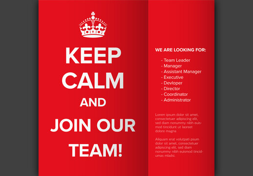 Social media banner poster for searching new people - keep calm and join our team