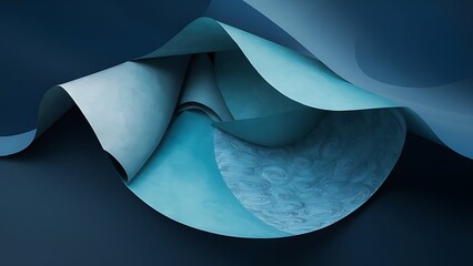 Top view of curved blue paper background