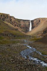 Massive Hengifoss waterfall in Iceland