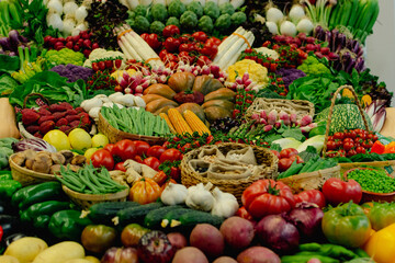 View of part of a fruit and vegetable display.

