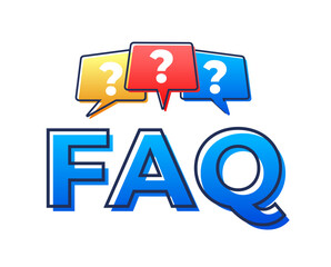 Faq banner with question marks in speech bubbles showing frequently asked questions concept