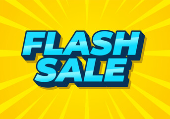 Flash sale. Text effect in 3D style for digital or pint promotion
