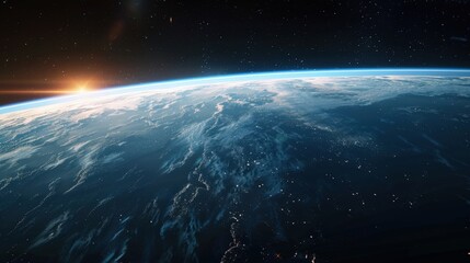 Obraz premium Show the horizon with a focus on the atmospheric phenomena, such as auroras or airglow, enhancing the visual impact of the curve