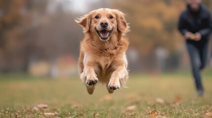 Golden Retriever Jumping for Ball.