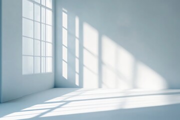 Obraz premium Abstract studio room with light and shadow from window background for product display presentation , ai