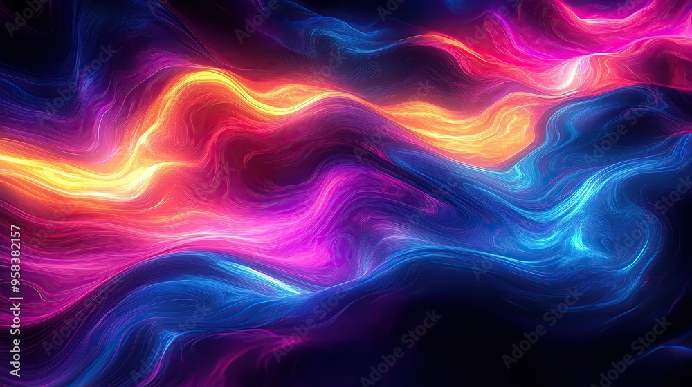 Poster a vibrant, swirling pattern of colors blending seamlessly, creating a mesmerizing visual effect perf