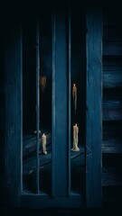 Dark blue shabby wooden background on black