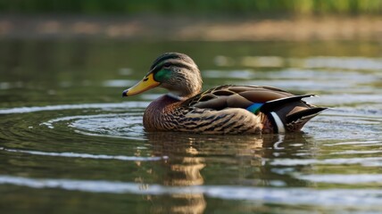 Swimming mallard duck isolated PNG