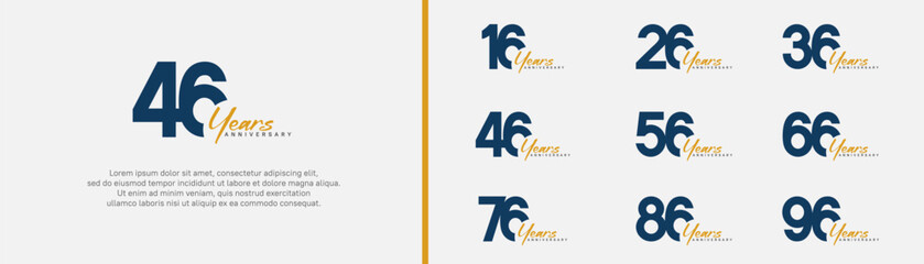 anniversary logotype set. vector design blue and orange color can be use for special moment