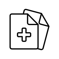 Obraz premium cross medicine paper document icon. line vector isolated on white background. trendy and modern design