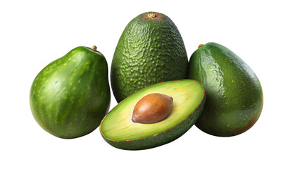 Avocado fruit isolated on white background, ripe and green, healthy and fresh vegetable for vegetarian diet