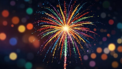 Obraz premium Colorful firework with bokeh background. New Year celebration, Abstract holiday background