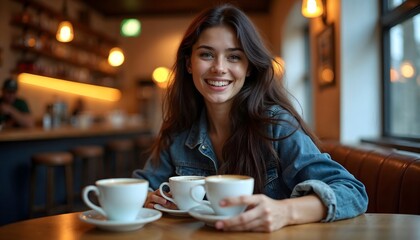 woman drinking coffee in cafe