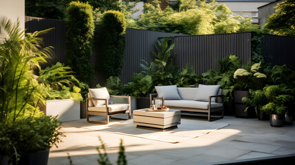 Naklejka premium Modern urban garden oasis,