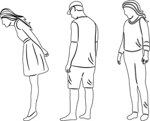 people sketch, outline, vector on white background