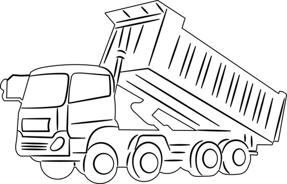 recommend clip art: kamaz car sketch, outline, vector on white background
