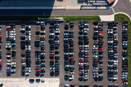 Parking lot in the Netherlands seen from above.