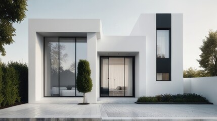 A White modern house exterior