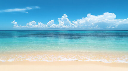 Fototapeta premium Tranquil Beach with Clear Blue Sky
