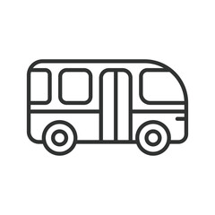 Bus, in line design. Public transport, transportation, bus vector, city bus on white background vector. Bus, editable stroke icon.