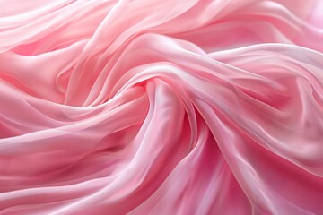 Obraz premium Light Pink Fabric. Silk Chiffon Organza Texture Wave with Pleat Fold for Wedding Delicate Background