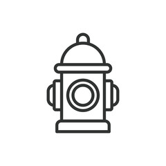 Fire hydrant, in line design. Fire hydrant, water supply, emergency, safety, firefighting, public utility, red hydrant on white background vector. Fire hydrant editable stroke icon.