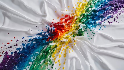 Abstract painting with colorful paint spots on white