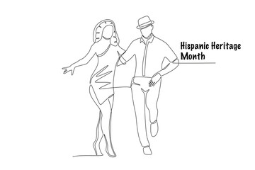 Hispanic heritage month concept one-line drawing