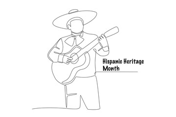 Hispanic heritage month concept one-line drawing