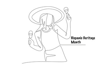 Hispanic heritage month concept one-line drawing