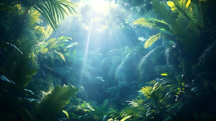 Tropical Rainforest Sunlight Illustration