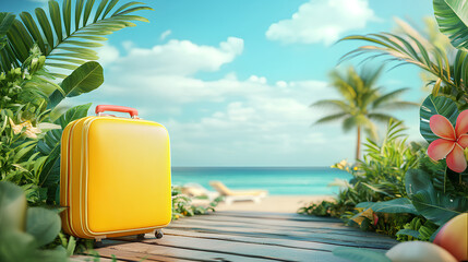 Obraz premium Ready for summer vacation, travel background 3D Rendering