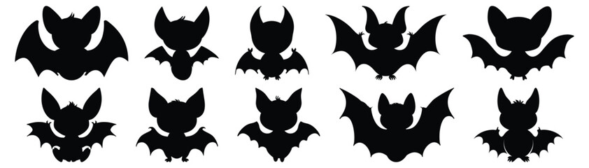 Bat silhouette set vector design big pack of bat illustration and icon