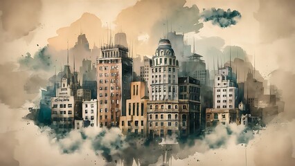 Vintage cloudy background, Watercolor background