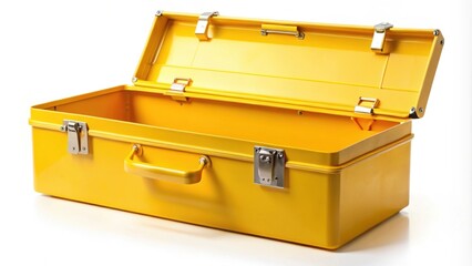 A yellow metal toolbox for storing and organizing tools , yellow, metal, toolbox, storage, organize, tools
