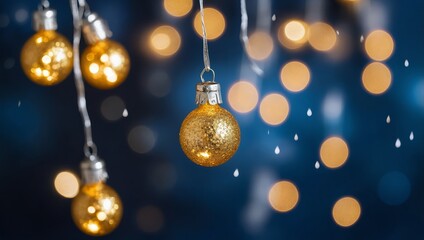 Fototapeta premium Golden Christmas ornament and sprinkles for a holiday celebration