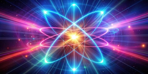 Fototapeta premium Cosmic atomic energy with vibrant neon light trails, cosmic, atomic, energy, vibrant, neon, light, trails, futuristic