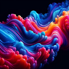 Mesmerizing Liquid Waves of Vibrant Colors Smooth Transitions from Deep Blues to Electric Pinks and Fiery Oranges - Ideal for Digital Art, Prints, and Eye-Catching Visuals