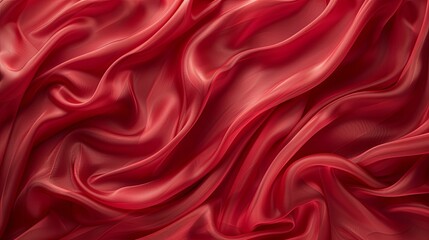 Fototapeta premium Abstract Draped Red Fabric with Soft, Flowing Waves