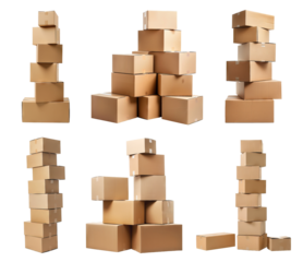 Set of stacks of cardboard boxes, cut out