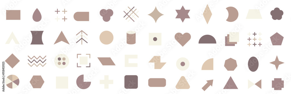 Wall mural A set of geometric shapes. Simple geometric shapes icon collection in pastel colors.