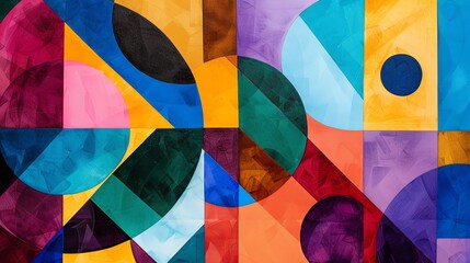 Fototapeta premium Abstract geometric shapes in various colors.