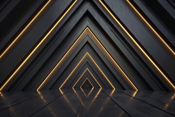 Obraz premium ai generative modern luxury black background with gold neon line