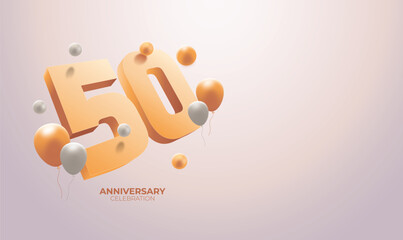Elegant 50th Birthday or Anniversary Vector Banner with Copy Space – Perfect for Golden Celebrations and Custom Events