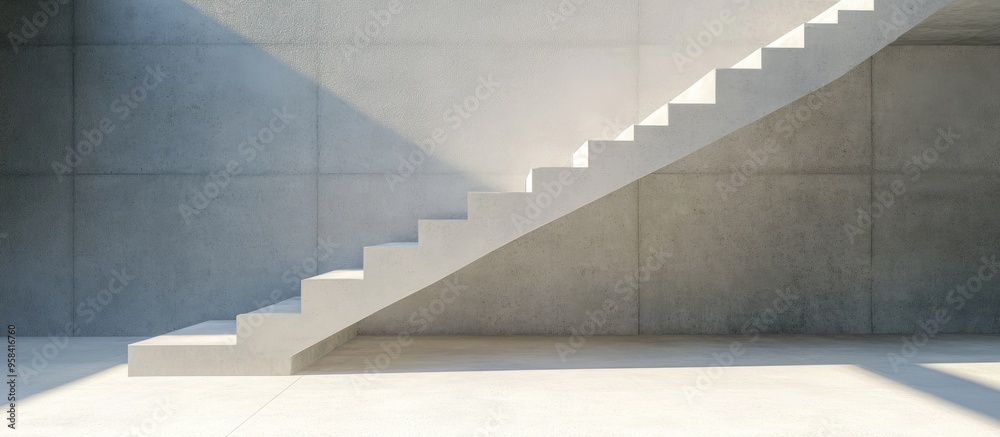 Wall mural 3d rendering of a concrete staircase