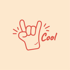 Retro hand, Cartoon stickers Cool, Vector templates.