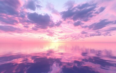 Fototapeta premium 3D Rendering of a Sunset Sky with Twilight Colors and Cloudy Nature Backgrounds on the Horizon