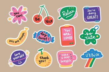 Colorful Cute Retro Quote Sticker