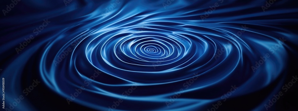 Poster Abstract spiral round vortex background in dark blue created with 3D cartoon rendering This imaginative spinning backdrop is suitable for use as a banner or logo