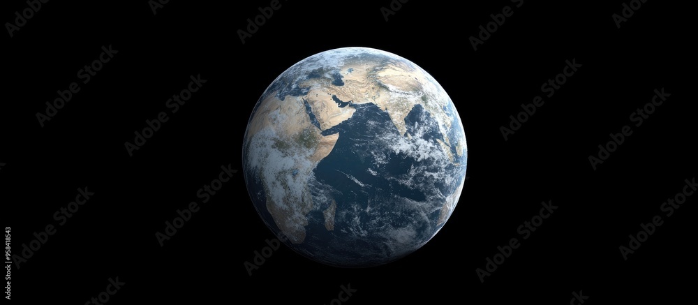 Poster isolated on a black background this 3d cartoon rendering showcases planet earth